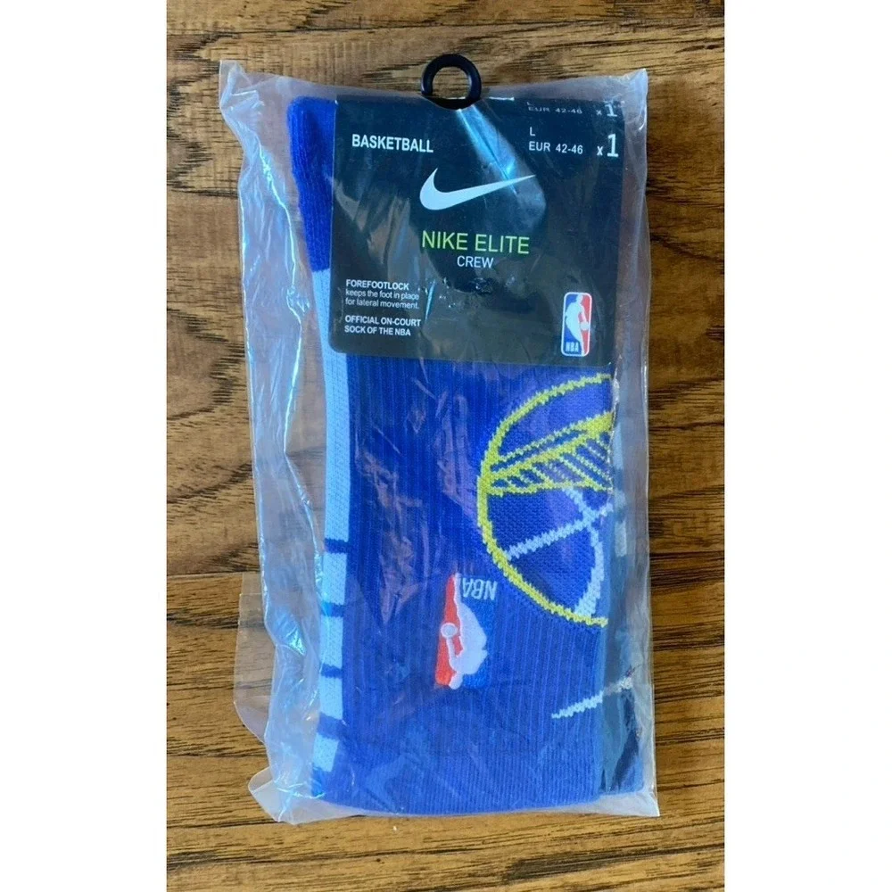 New Mens Nike NBA Golden State Warriors Elite Crew Socks Sz Lrg 8-12